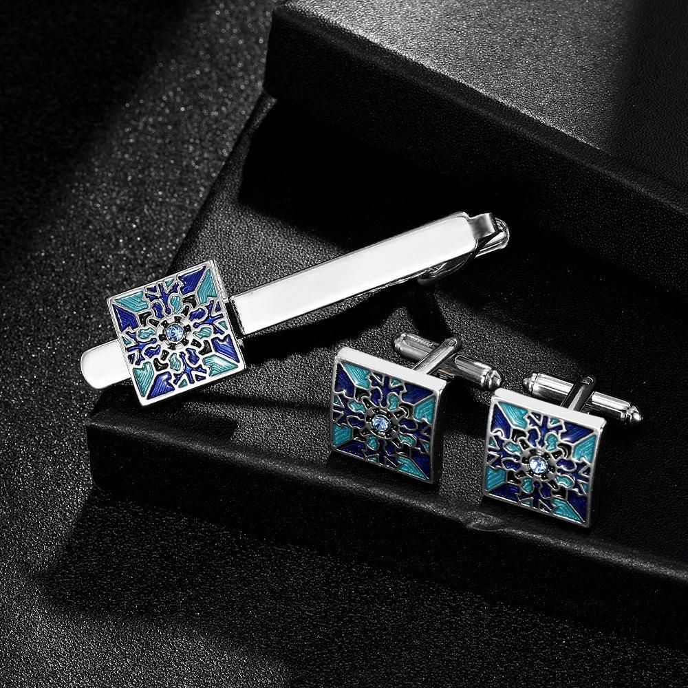Men's Creative Blue Pattern Cufflinks Gift Box by GJG Denim