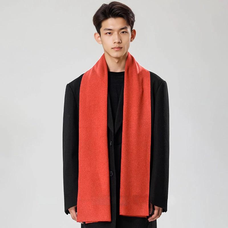 Solid-color Versatile Knitted Wool Scarf For Men by GJG Denim