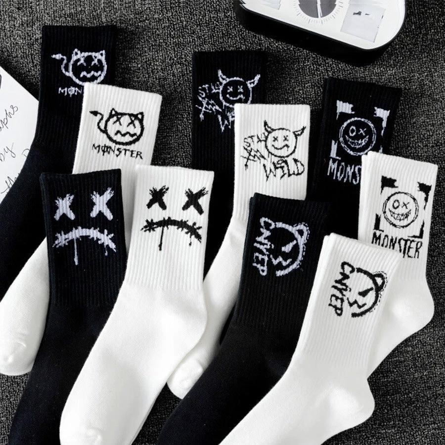 Men's Black And White Socks by GJG Denim