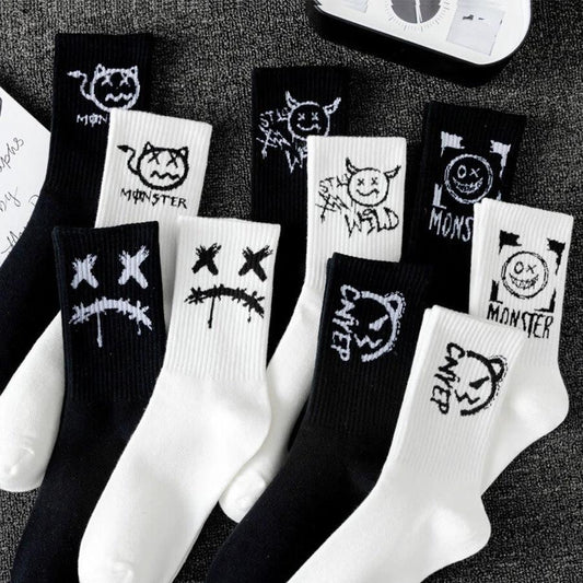Men's Black And White Socks by GJG Denim