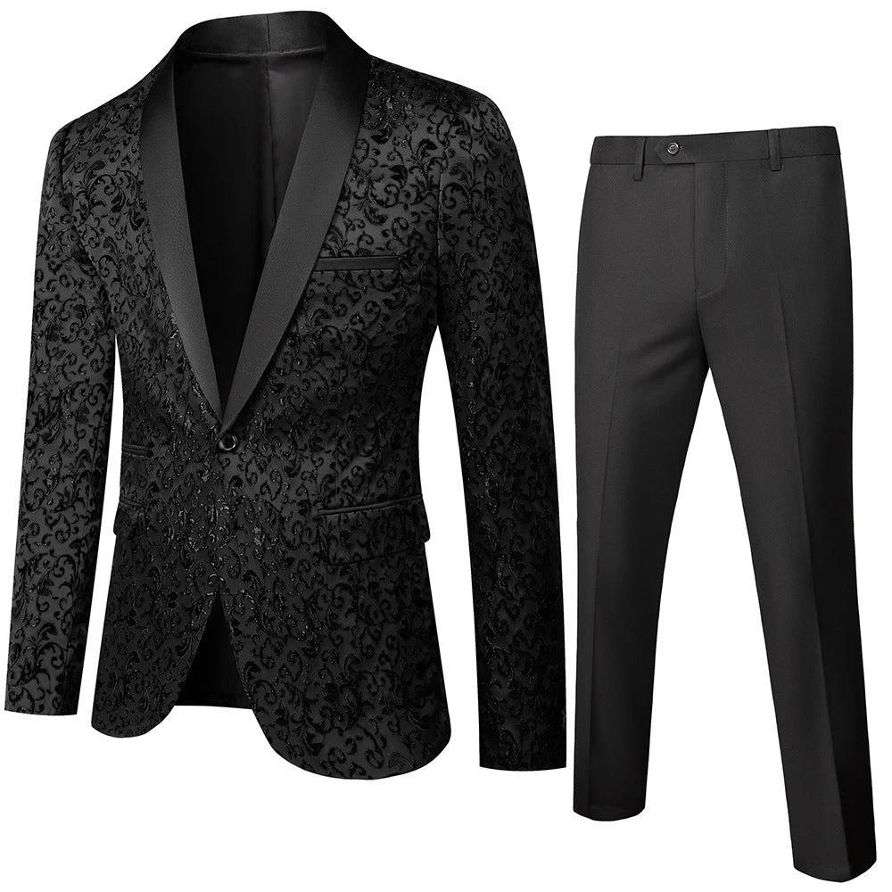 Men's Business Casual Slim Fit Two-piece Suit by GJG Denim