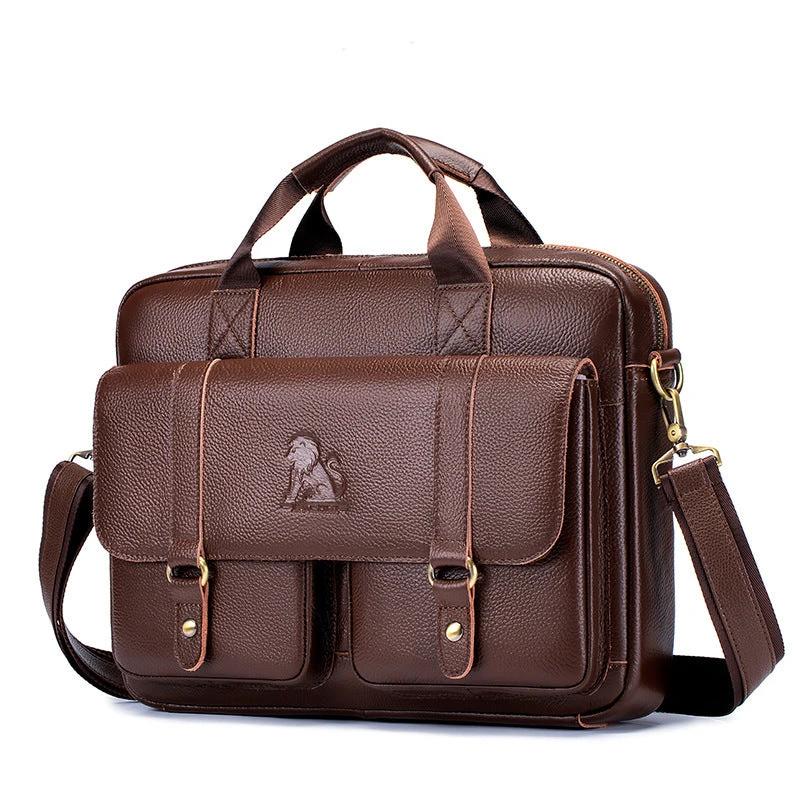 Cowhide Men's Briefcase Large Capacity by GJG Denim