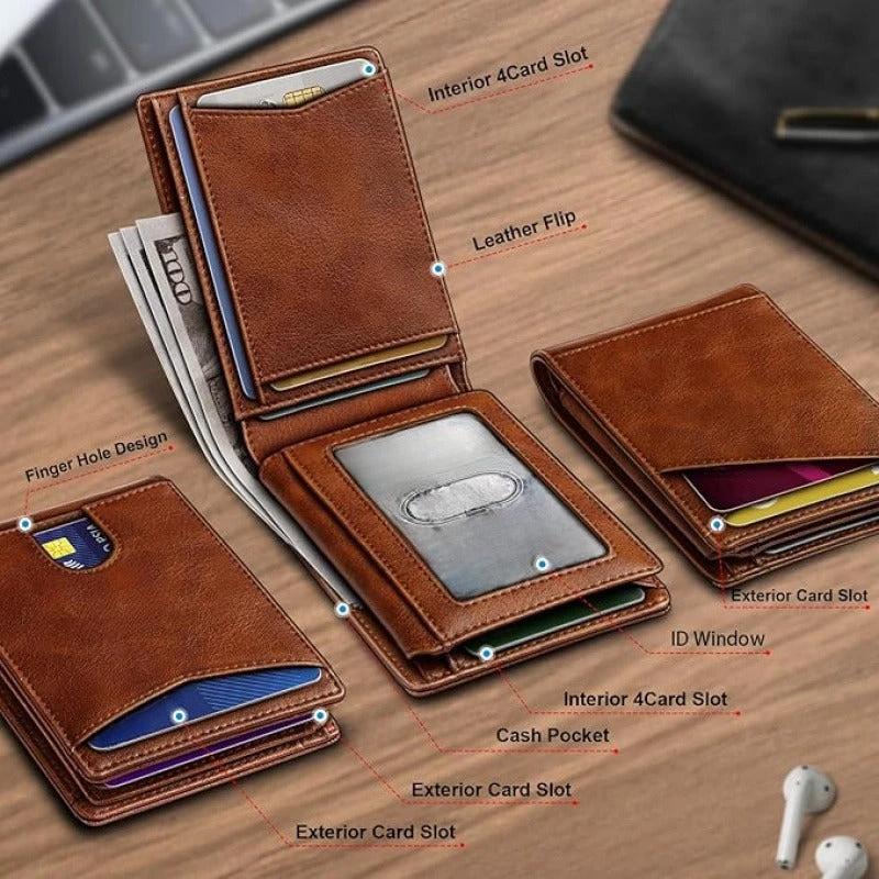Multifunctional Anti-Theft Retro Card Holder Wallet With Multiple Card Slots For Men by GJG Denim
