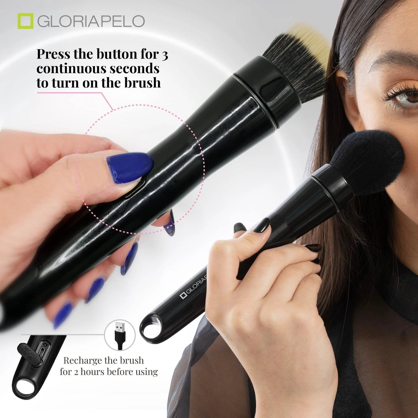 Popular Makeup Tools Portable Travel Cosmetic Electric Handle Makeup Brushes Blush Powder Foundation Single Makeup Brush by GJG Denim