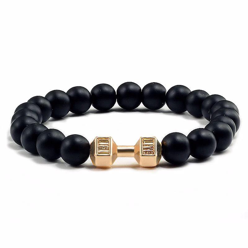Natural Volcanic Stone Beads Bracelets Black Lava For Men by GJG Denim