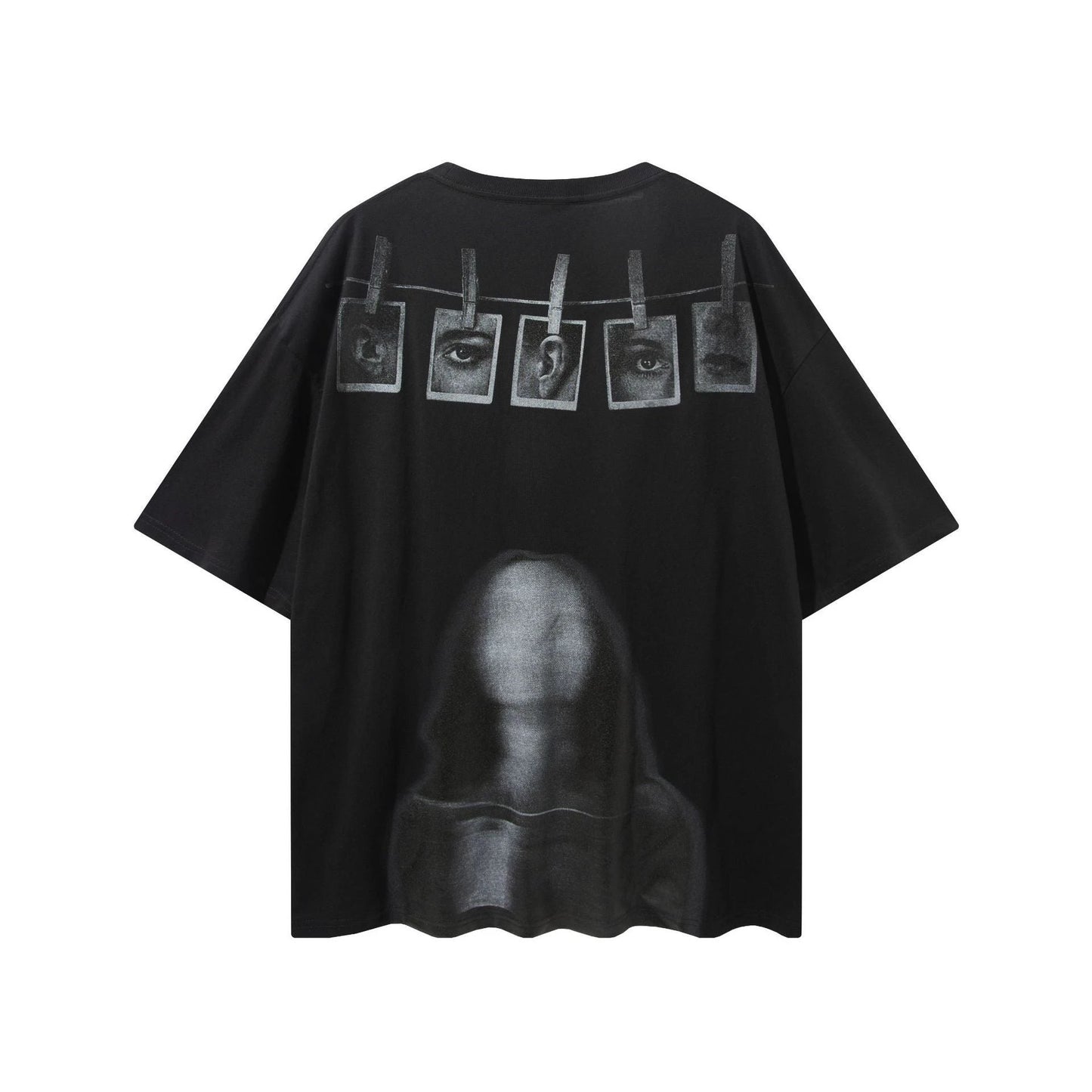 Portrait Hip Hop Ins Loose Half Sleeve Couple Dress Short Sleeve by GJG Denim