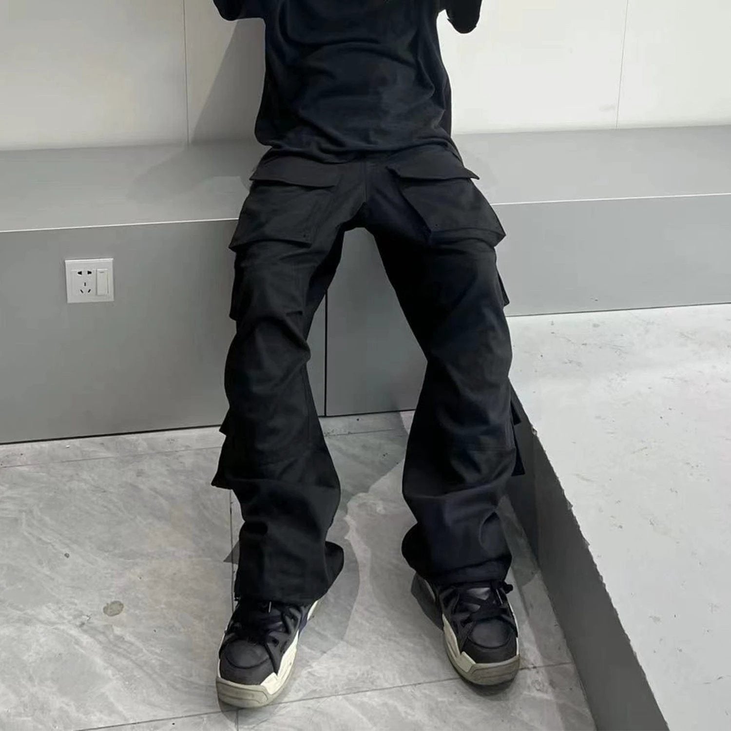 Men's Large Pocket Wide Leg Cannonball Cargo Pants by GJG Denim