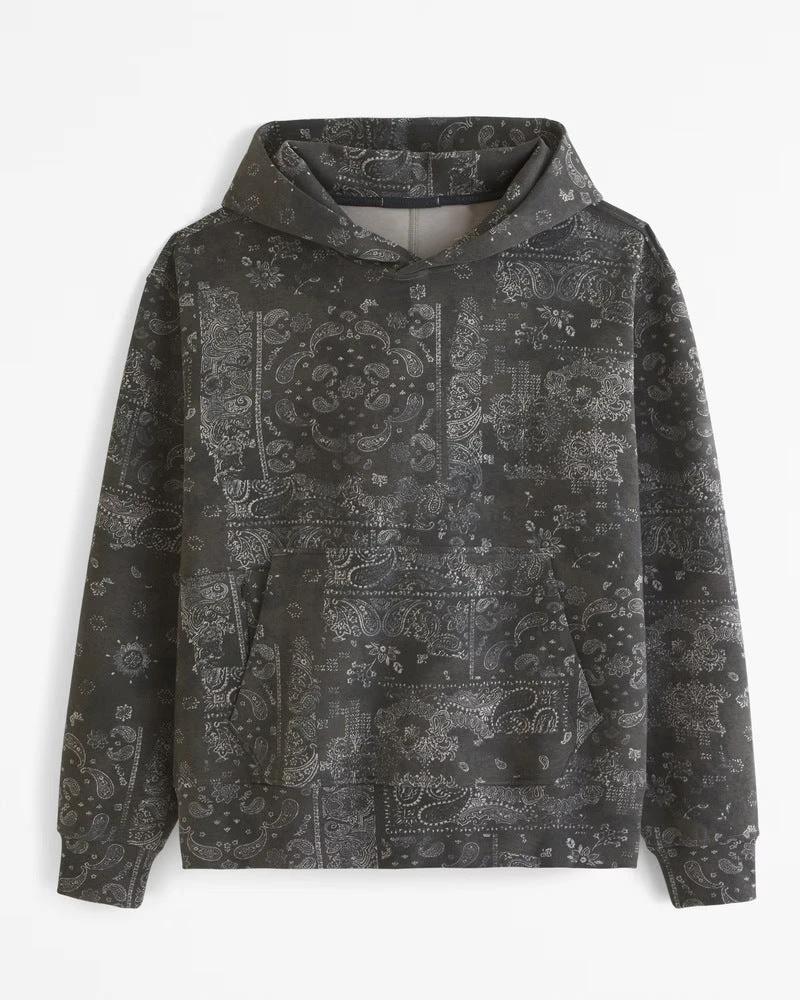 Men's Printed Paisley Design Hoodie by GJG Denim