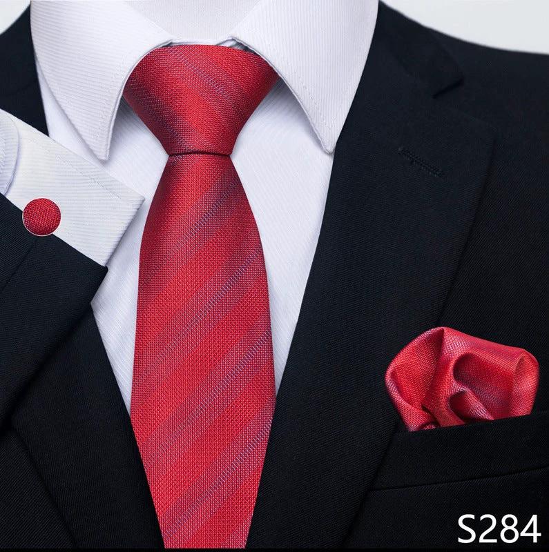Men's Creative All-match Business Formal Wear Tie Scarf Cufflink Set by GJG Denim