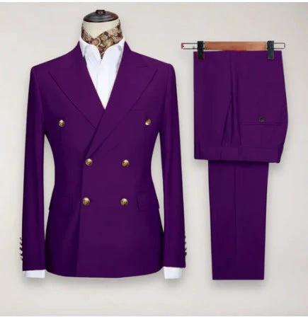 Men's Two-piece Double-breasted Suit by GJG Denim