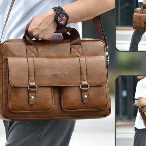 Men's Business Large-Capacity Shoulder Crossbody Briefcase by GJG Denim