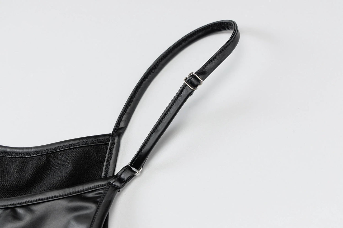 Street Shot PU Leather Suspender Pants Women by GJG Denim