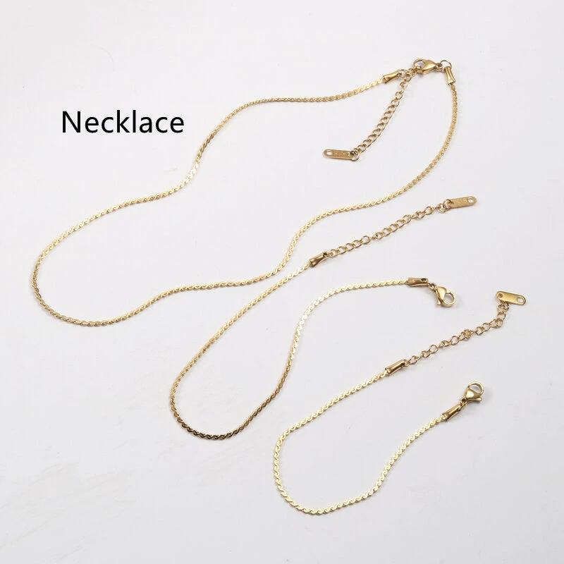 Titanium Steel Gold Plated Necklace Anklet Bracelets set by GJG Denim