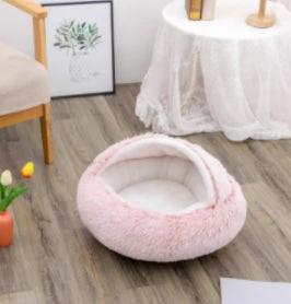 2 In 1 Dog And Cat Bed Pet Winter Bed Round Plush Warm Bed House Soft Long Plush Pets Bed Pet Products by GJG Denim