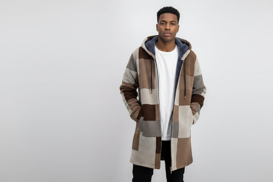 Men's Stylish Long Winter Casual Hooded Coat by GJG Denim