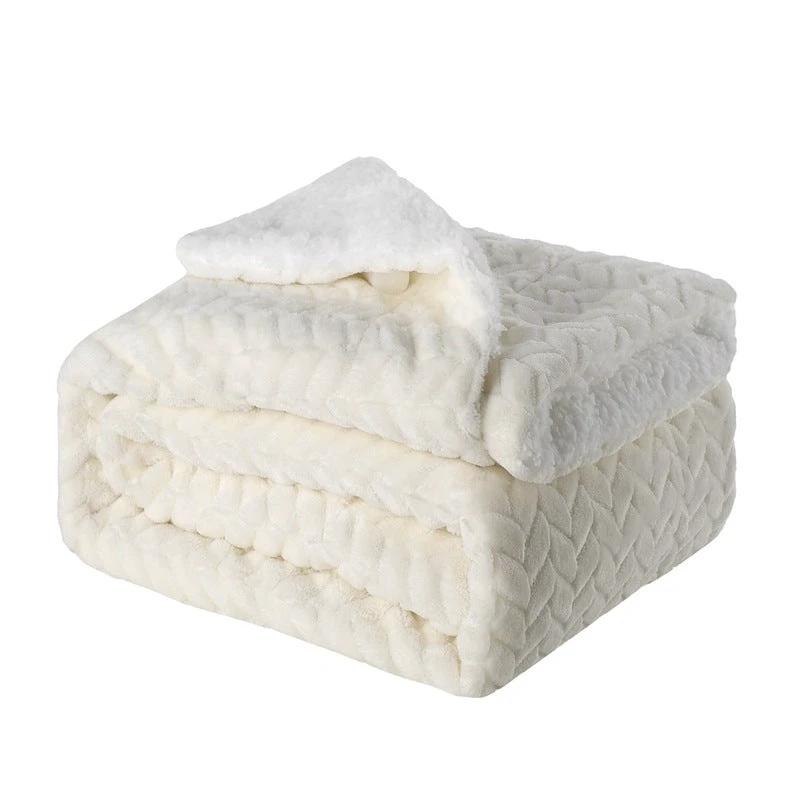 Thickened Flannel Lamb Wool Composite Double Leisure Blanket by GJG Denim