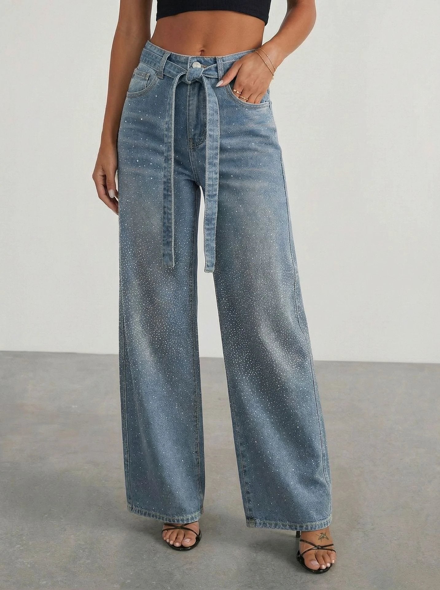 Women's Loose-fit High-waist Wide-leg Jeans by GJG Denim