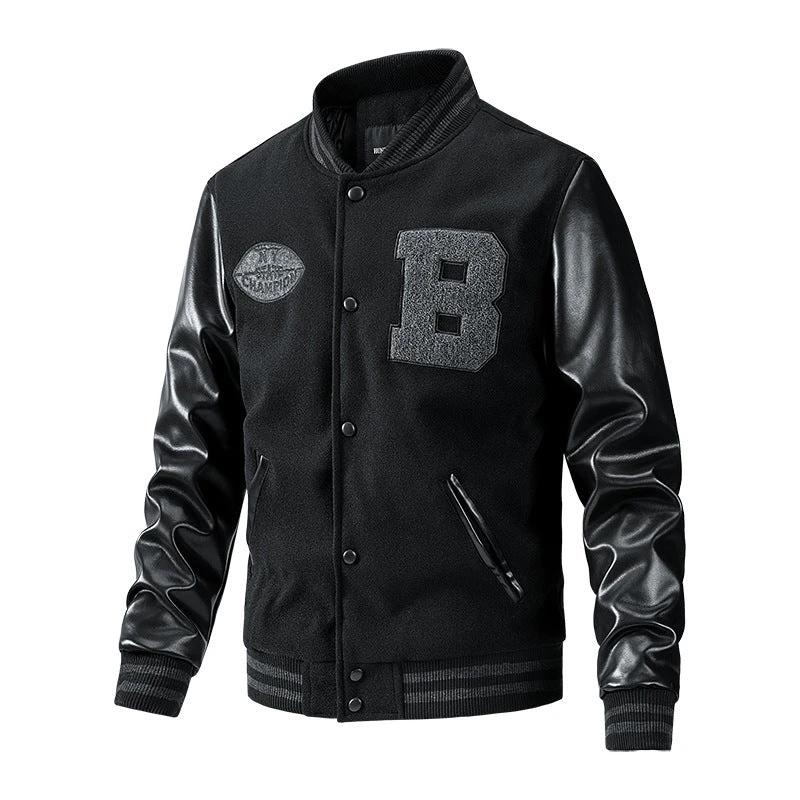 American Baseball Jacket Casual Embroidery Stitching by GJG Denim