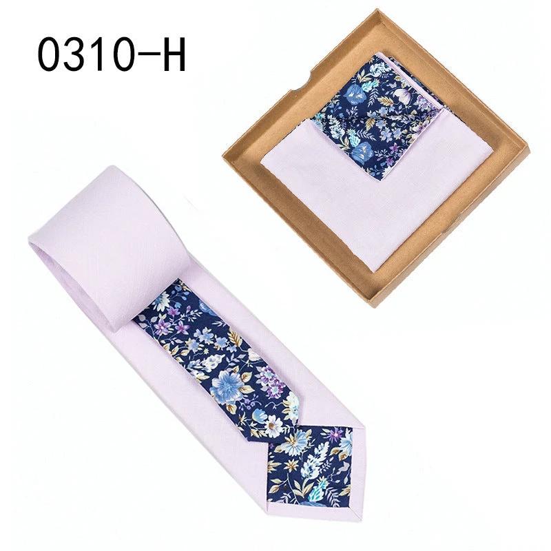 Men's Floral Print Tie and Pocket Square by GJG Denim