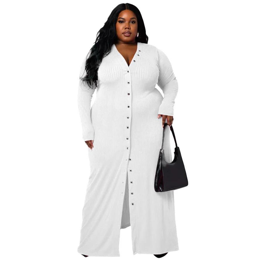 Plus Size Women's Sunken Stripe Split Dress by GJG Denim