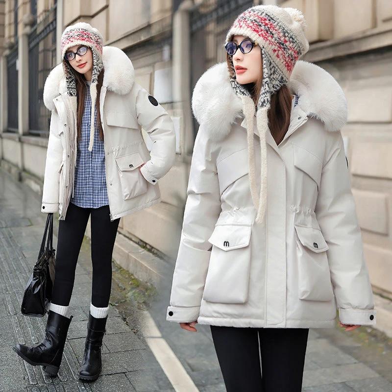 Women's Thickened Fleece-lined Quilted Jacket Cotton Clothes by GJG Denim