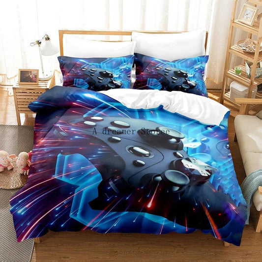 Game Controller Pattern Printed Bedding Duvet Cover Three-Piece Set by GJG Denim