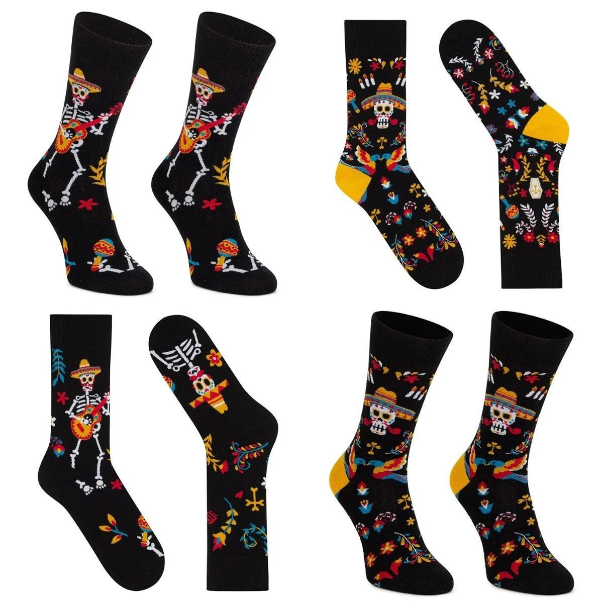 Colorful Skull Jacquard Trendy Cotton Socks For Men by GJG Denim