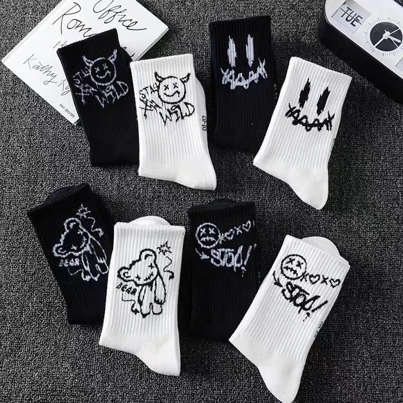 Men's Black And White Socks by GJG Denim