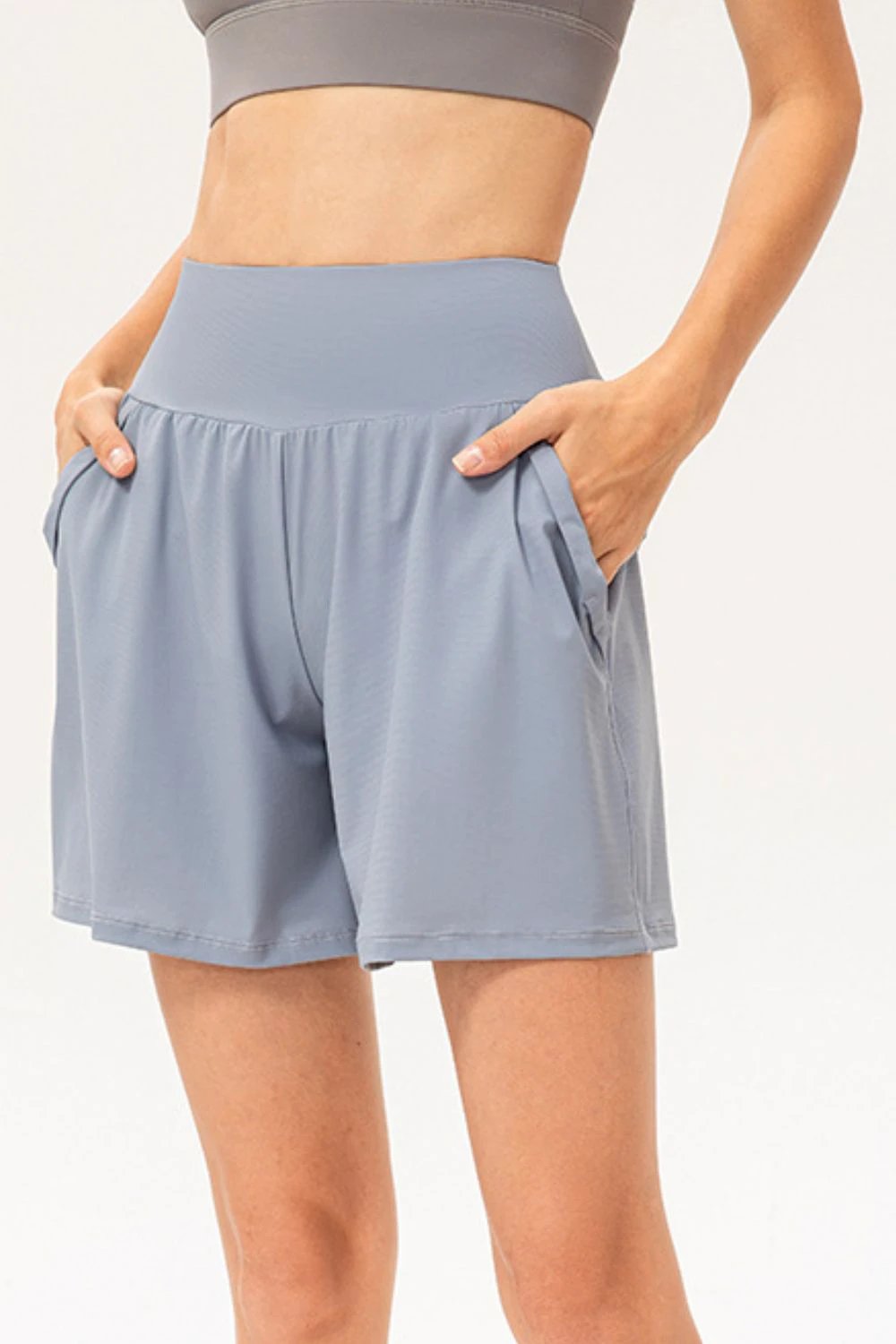 Pocketed Elastic Waist Active Shorts by Lady Ros