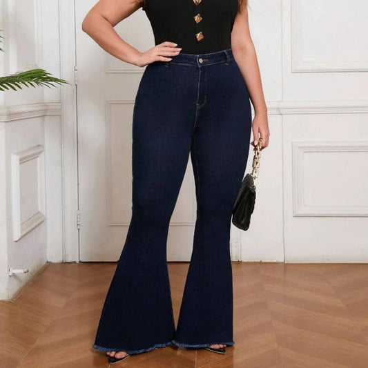 Curvy Fit High Waisted Flared Jeans For Women Plus Size Sret by GJG Denim