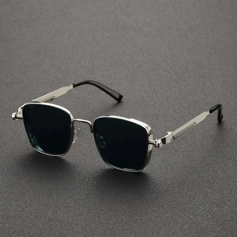 Vintage-style Square Metal Sunglasses With A Personalized Touch For Men by GJG Denim