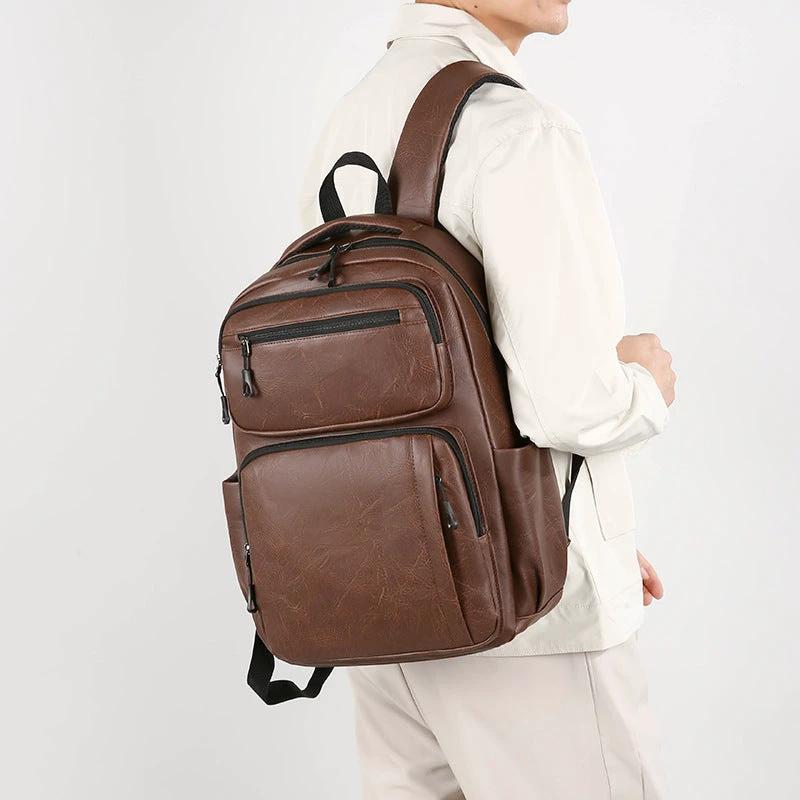 Large Capacity Men's Simple Business Commute Multi-space Backpack by GJG Denim