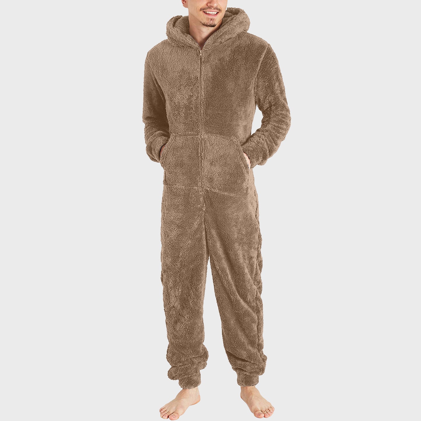 Men's Fashion Zipper Thermal Plush Jumpsuit Pajamas by GJG Denim