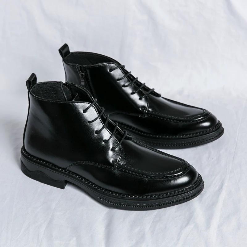 Men's Fall And Winter High-top Mid-cut Martin Boots Casual by GJG Denim