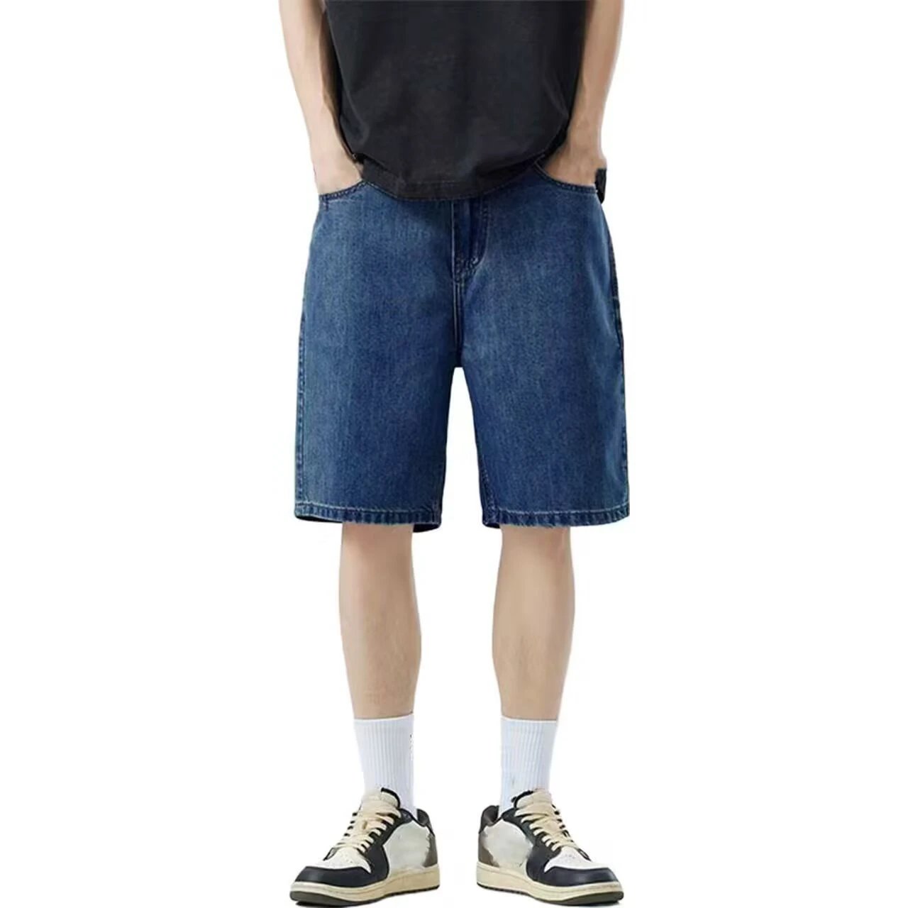 Loose-fitting Five-quarter-length Denim Shorts For Men by GJG Denim