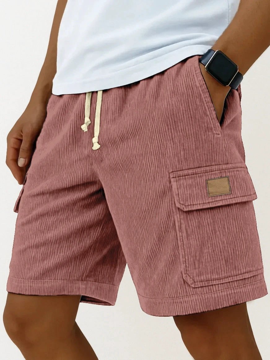 Mens Drawstring Corduroy Side-Pocket Shorts by GJG Denim