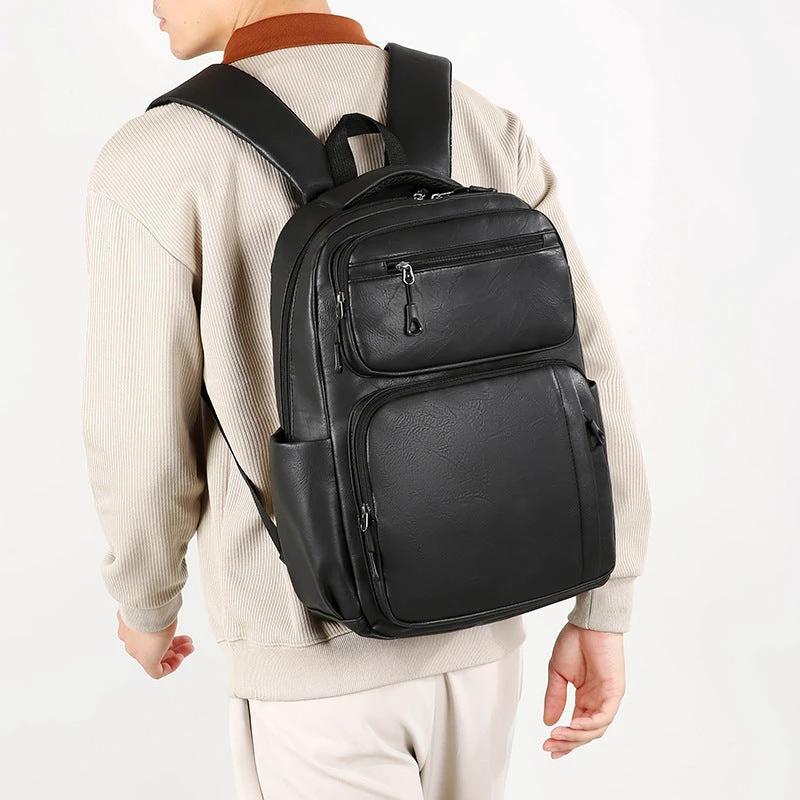Large Capacity Men's Simple Business Commute Multi-space Backpack by GJG Denim