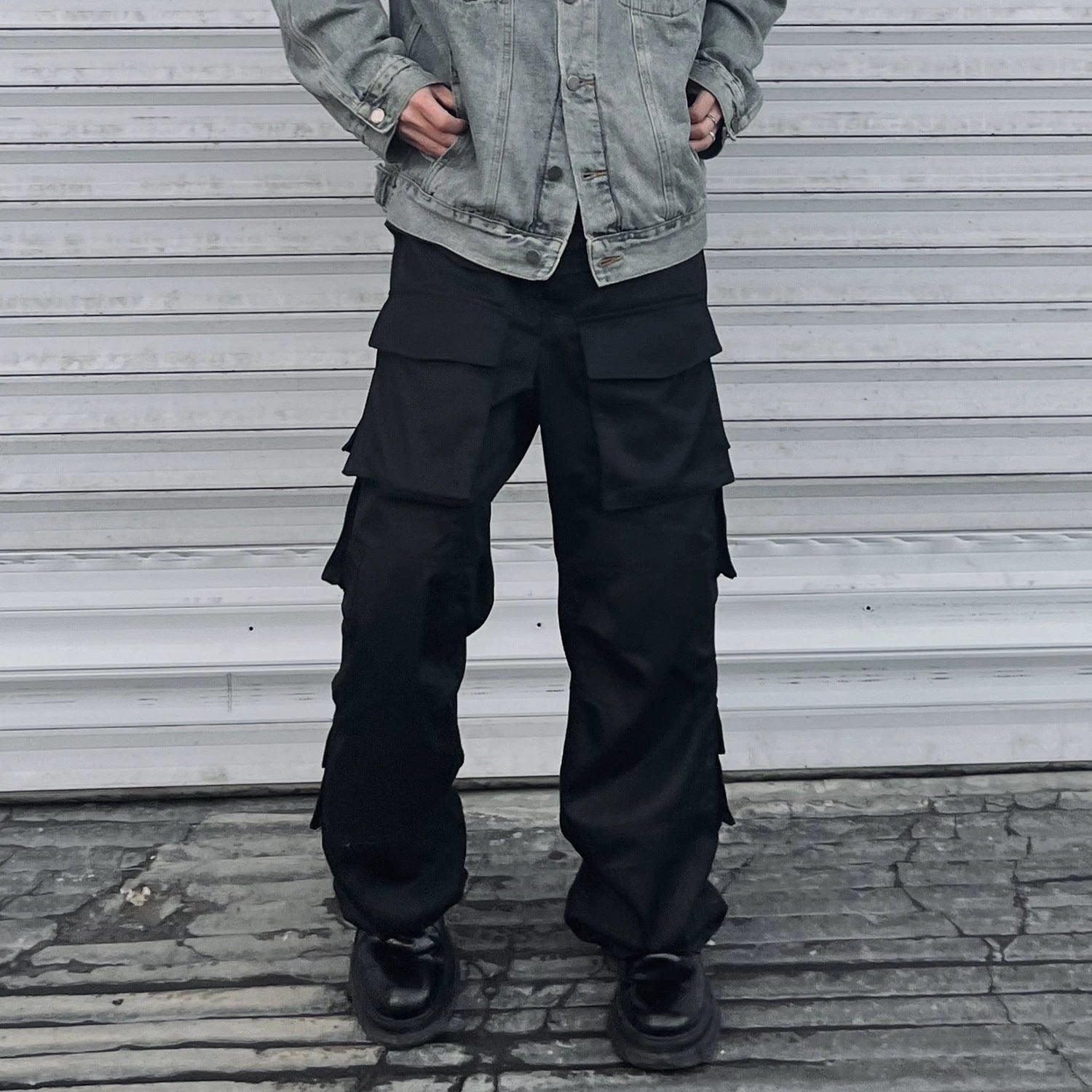 Men's Large Pocket Wide Leg Cannonball Cargo Pants by GJG Denim