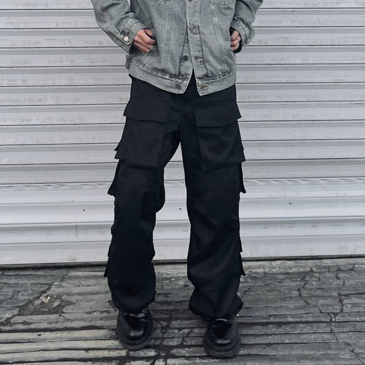 Men's Large Pocket Wide Leg Cannonball Cargo Pants by GJG Denim