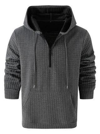 Men's Jacquard Solid-Color Casual Hoodie by GJG Denim