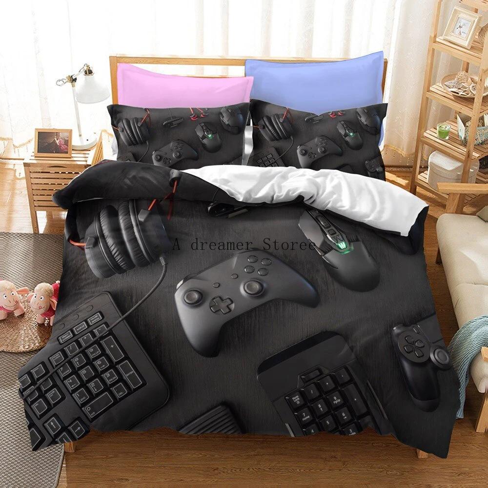 Game Controller Pattern Printed Bedding Duvet Cover Three-Piece Set by GJG Denim