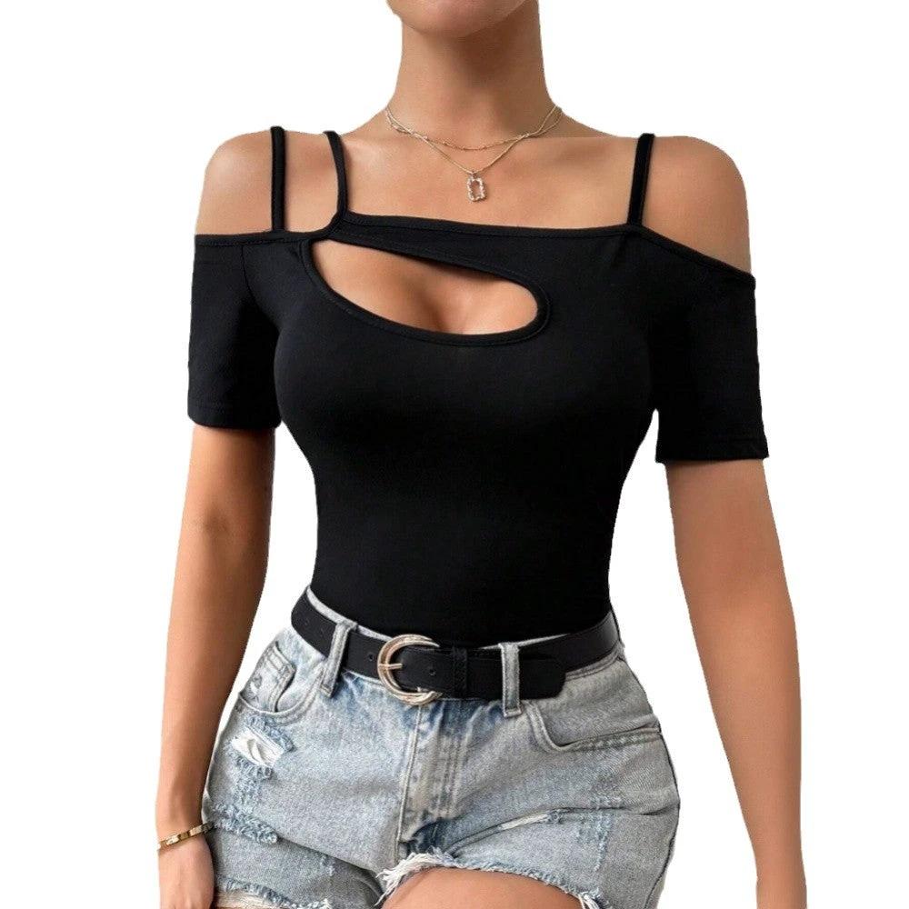Womens Minimalist Sexy Off-shoulder Camisole Top by GJG Denim