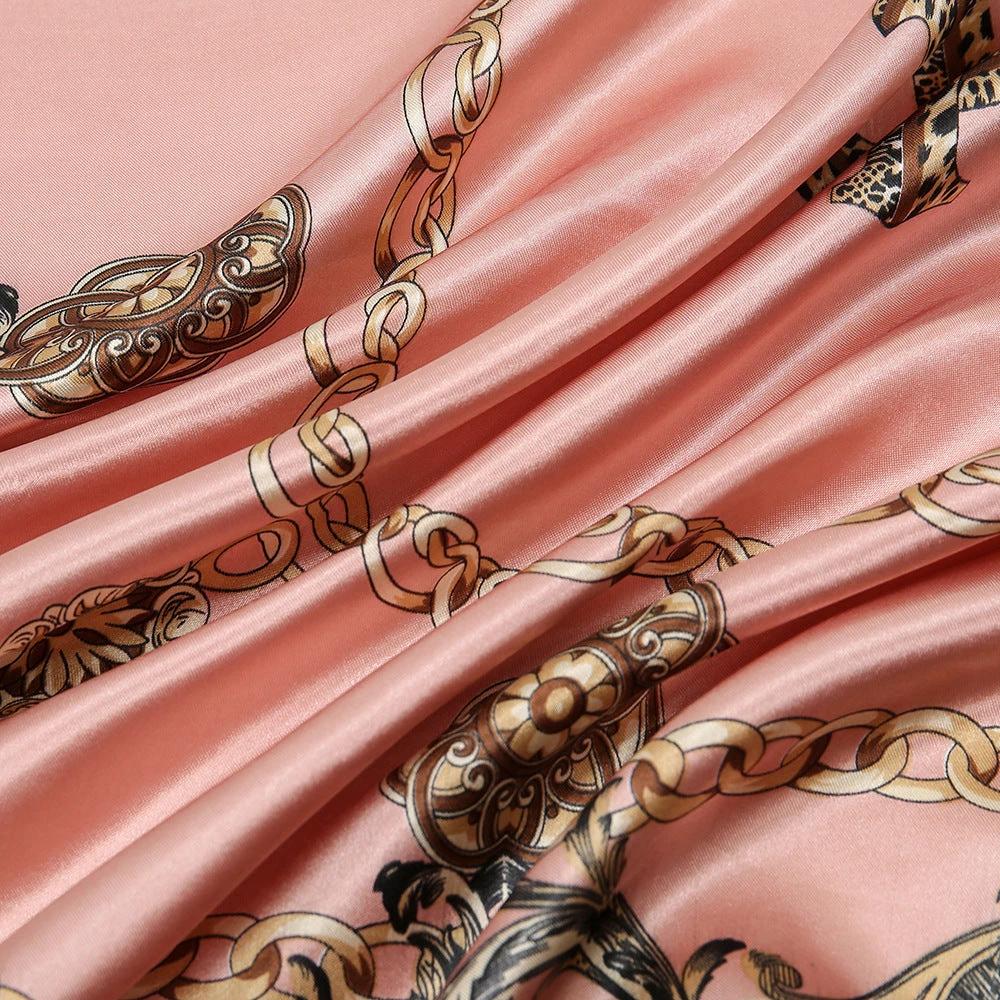 Leopard-print Chain Decorative Satin Scarf by GJG Denim