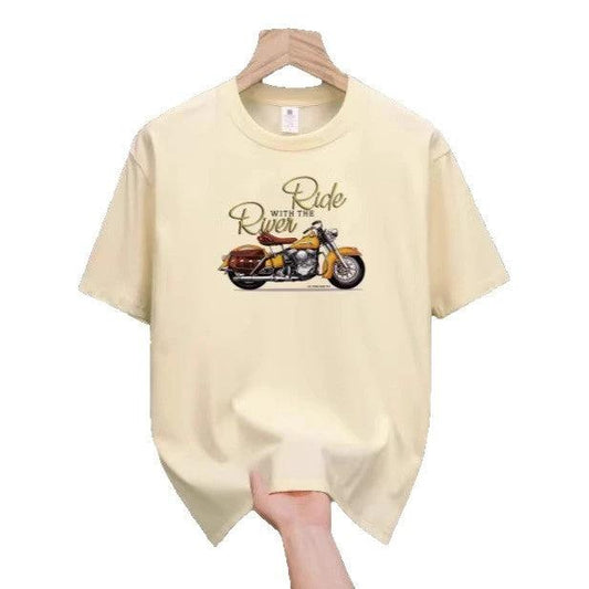 Men's Motorcycle Pattern Printed T-shirt by GJG Denim