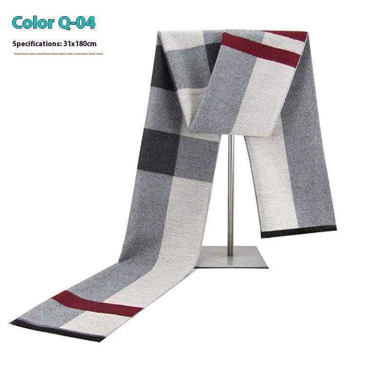 Men's Warm Cashmere-like Striped Scarf by GJG Denim