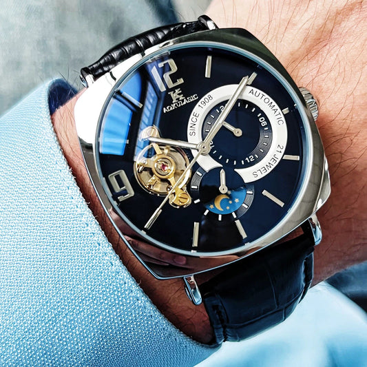 Men's Square Fully Automatic Mechanical Watch by GJG Denim