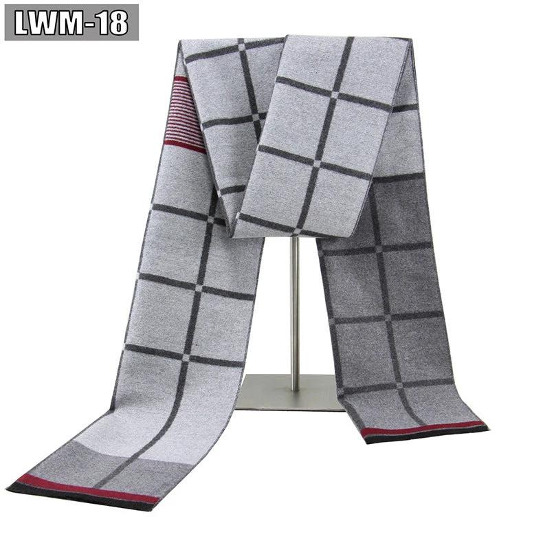 Men's Cashmere Autumn And Winter Business Plaid Scarf by GJG Denim