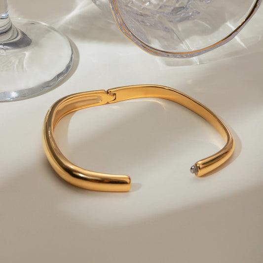 Simple Irregular Titanium Steel Bracelet For Women by GJG Denim