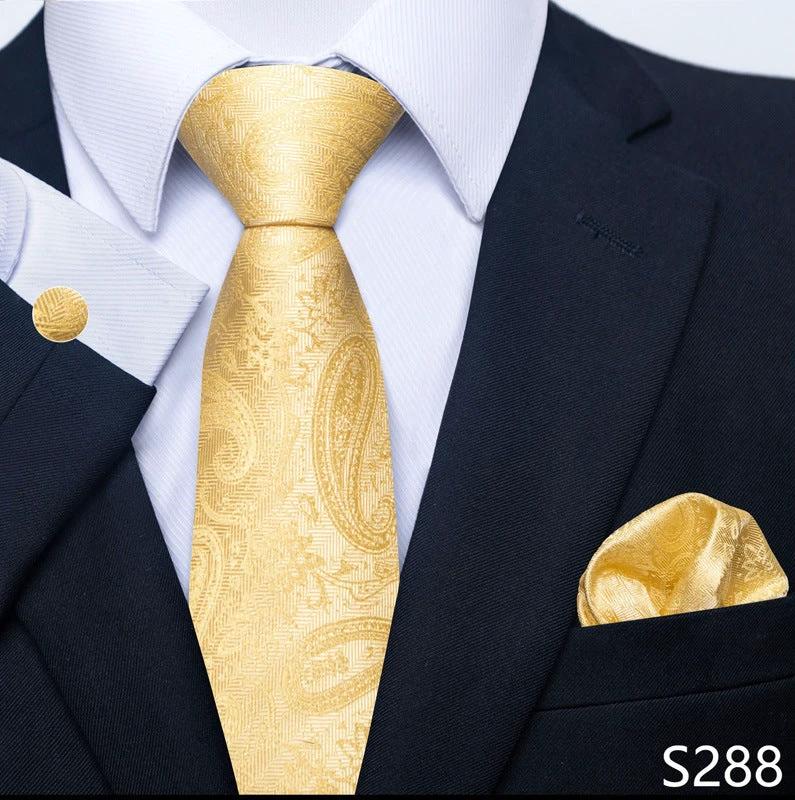 Men's Creative All-match Business Formal Wear Tie Scarf Cufflink Set by GJG Denim
