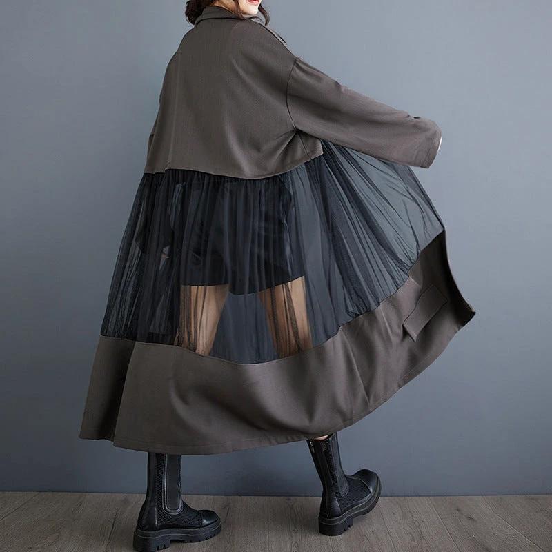 Casual Patchwork Mesh Hollow Suit Skirt by GJG Denim